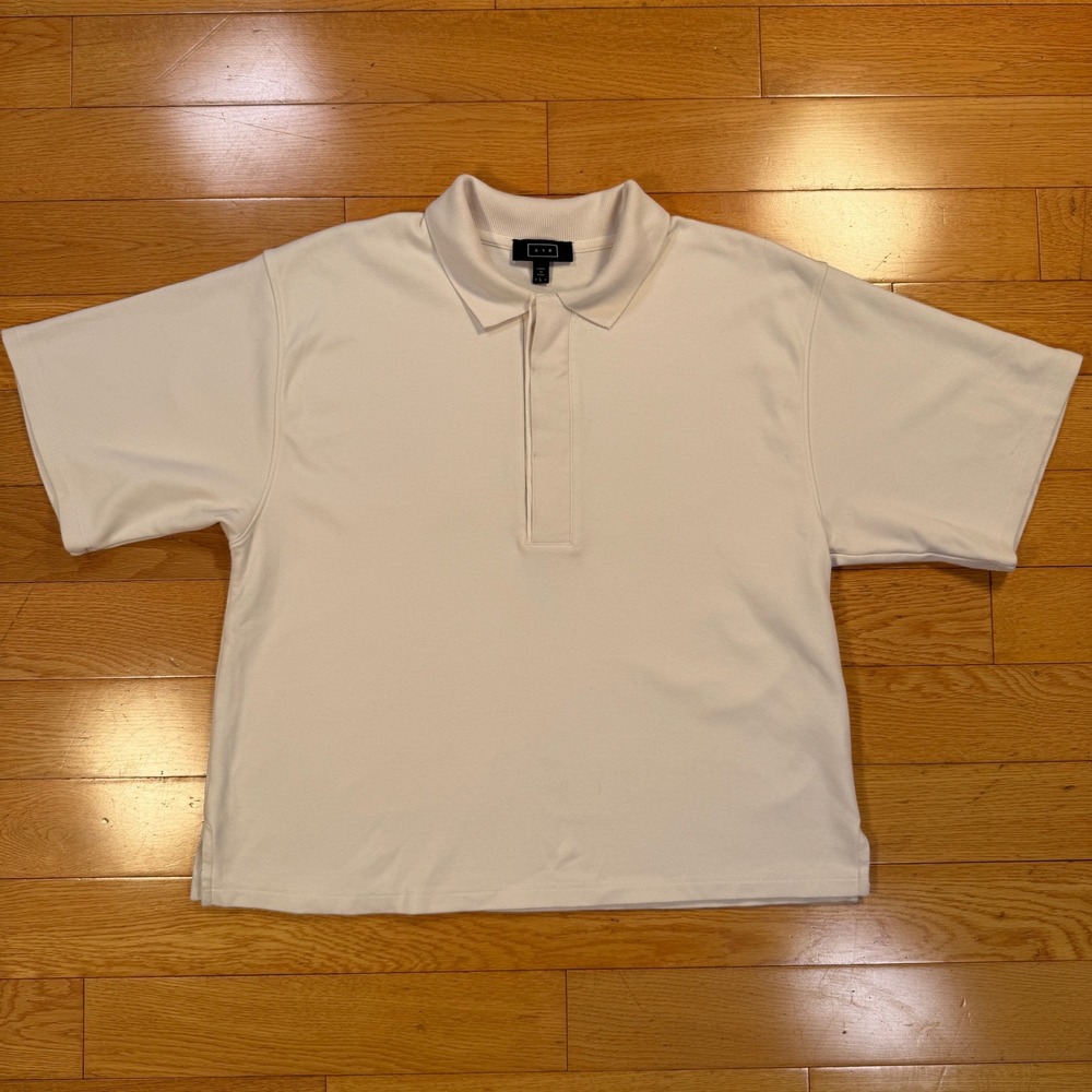 AYR The Cool Polo Womens Cream Pima Cotton Blend Short Sleeve‎ Shirt Large